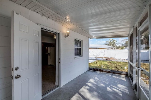 view of unfurnished sunroom