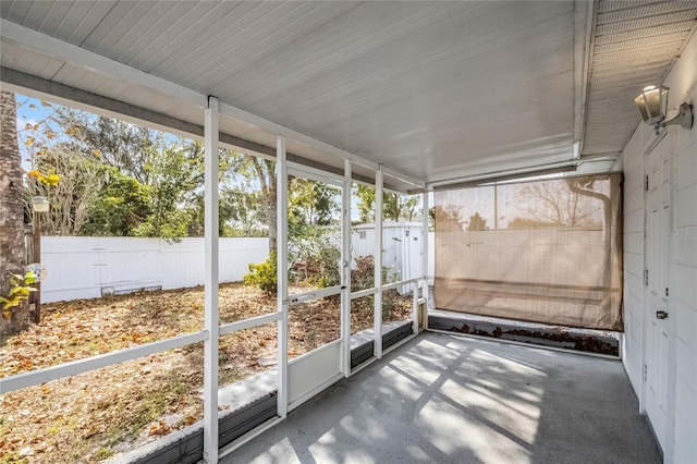 view of unfurnished sunroom