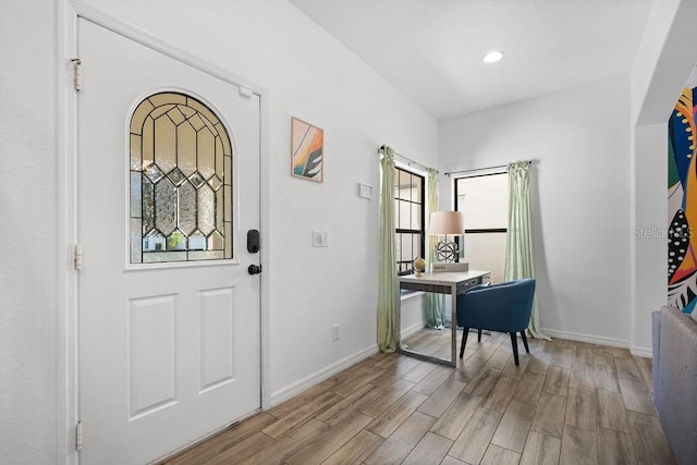 foyer entrance featuring light hardwood / wood-style floors