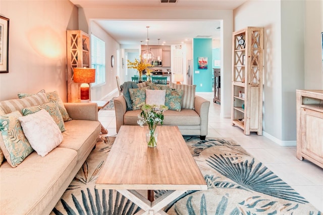 view of tiled living room