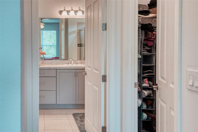 bathroom featuring vanity and tile patterned floors