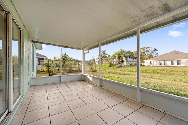 view of unfurnished sunroom