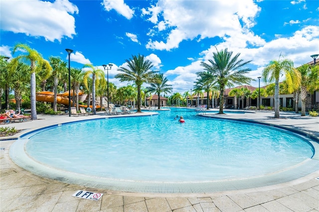 view of pool featuring a patio area