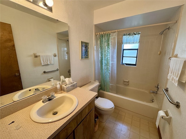 full bathroom featuring vanity, toilet, and shower / bath combo