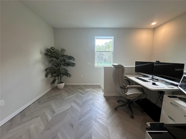 office space with light parquet floors