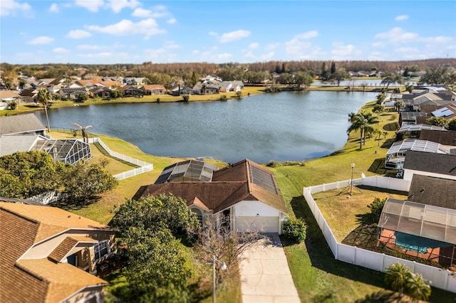 bird's eye view featuring a water view