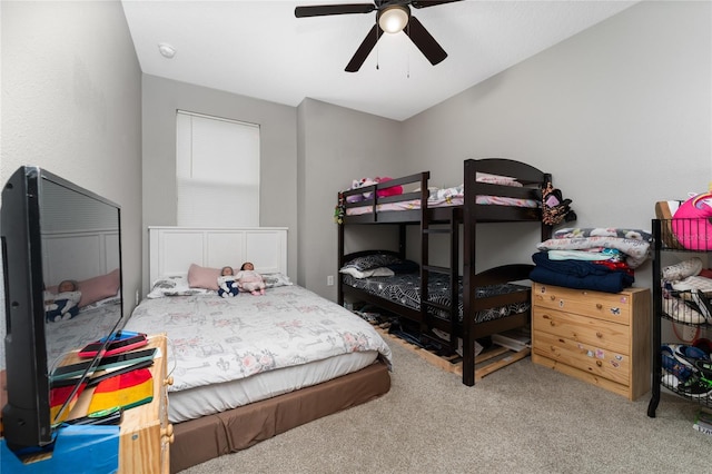 bedroom with carpet and ceiling fan