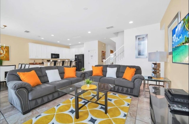 view of tiled living room