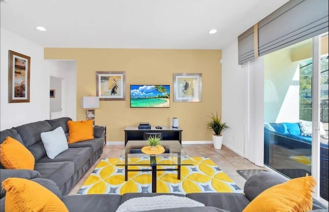 view of tiled living room