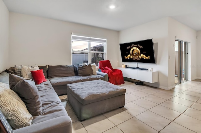 view of tiled living room