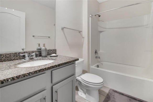 full bathroom with tile patterned floors, vanity, toilet, and bathing tub / shower combination