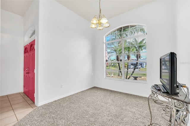 interior space with a healthy amount of sunlight and a chandelier