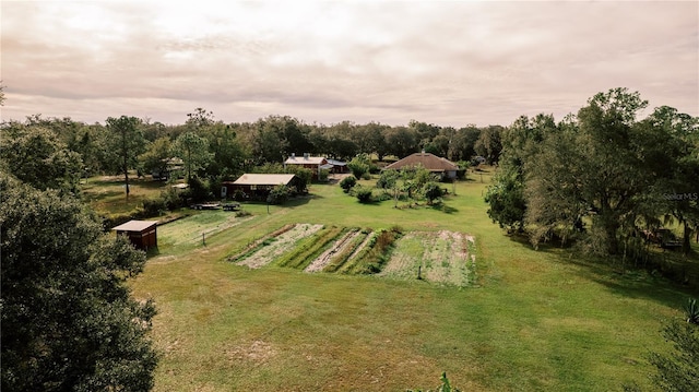 birds eye view of property with a rural view