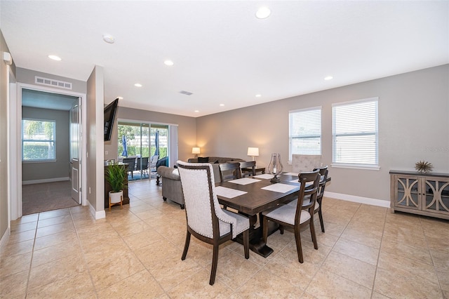 view of tiled dining area