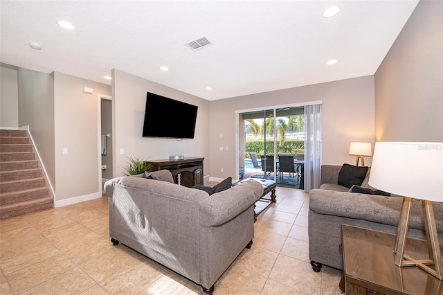 view of tiled living room