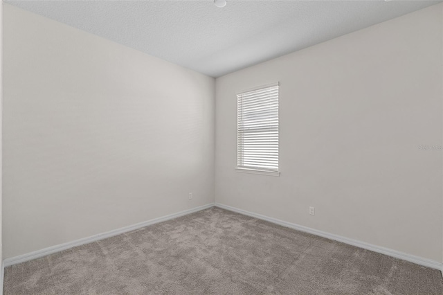 carpeted empty room featuring a textured ceiling