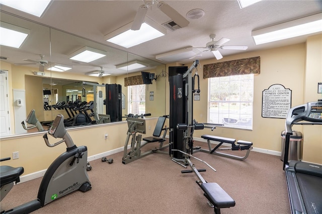 gym with ceiling fan