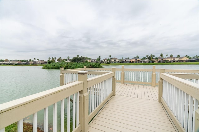 dock area with a water view