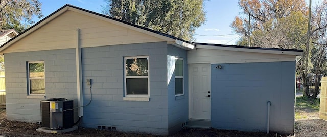 view of home's exterior with central air condition unit