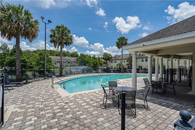 view of pool featuring a patio