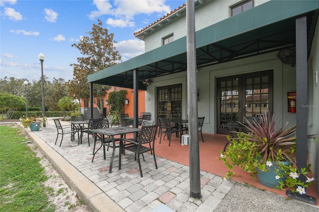 view of patio featuring french doors