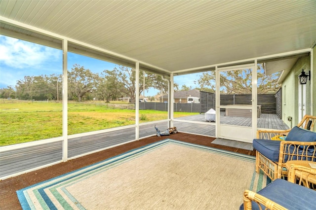 view of unfurnished sunroom