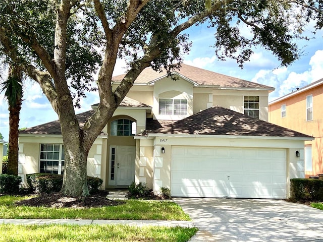 front facade with a garage