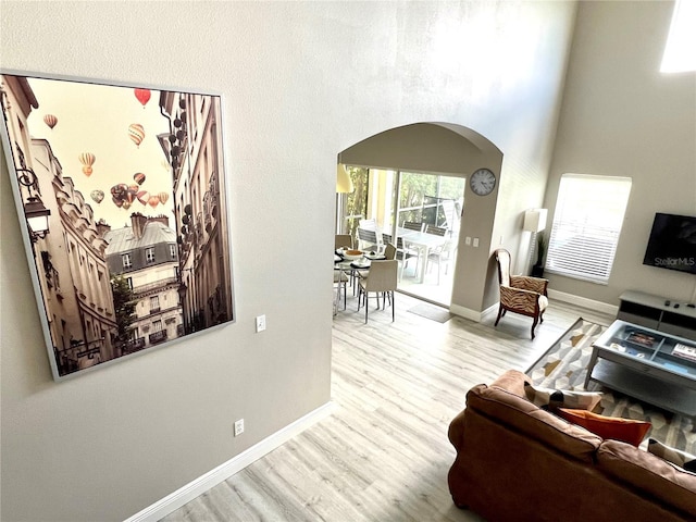 living room with light wood-type flooring