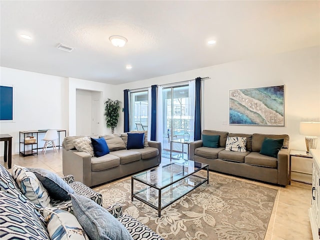 view of tiled living room