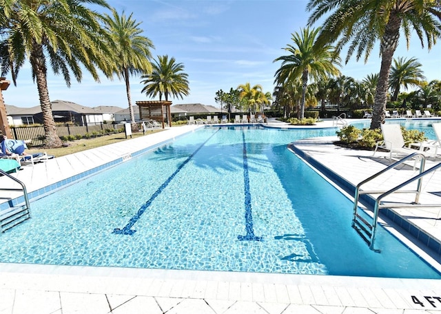 view of pool featuring a pergola