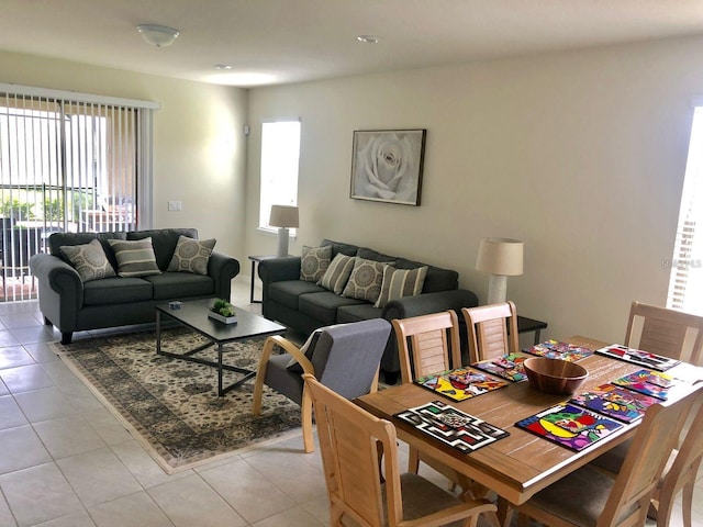 view of tiled living room