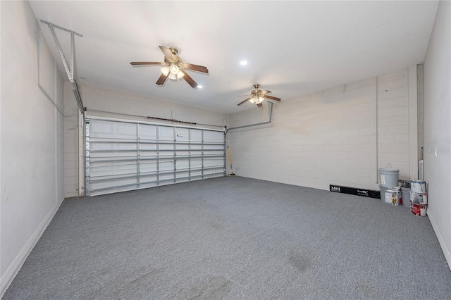 garage with ceiling fan