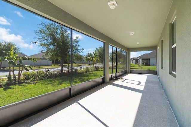 view of unfurnished sunroom