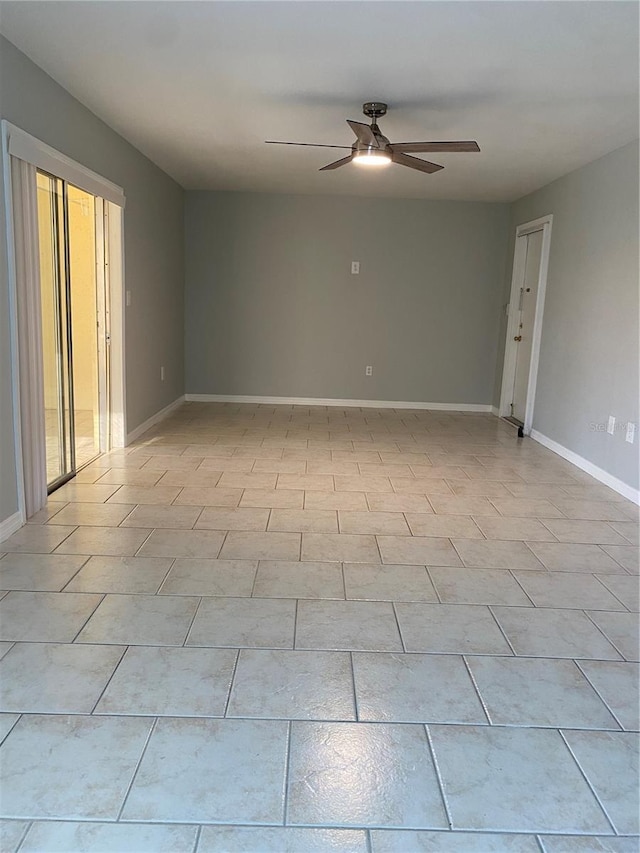 spare room featuring ceiling fan