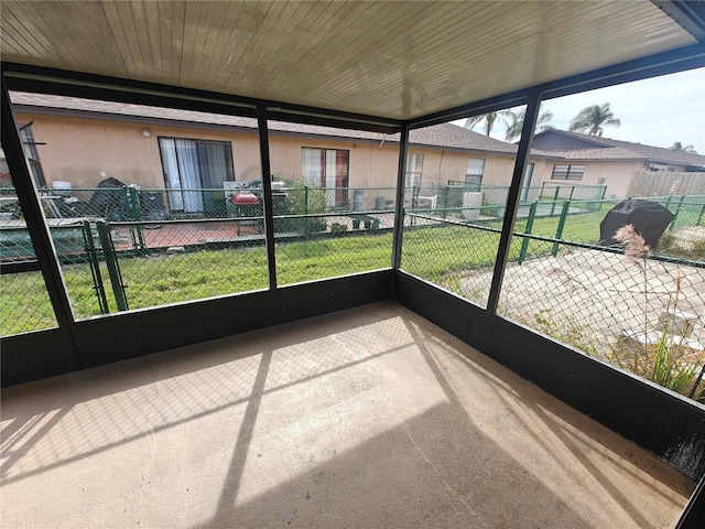 view of unfurnished sunroom