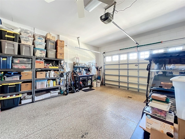 garage featuring a garage door opener