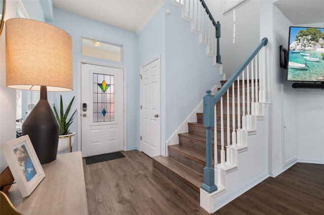 entryway featuring dark hardwood / wood-style floors