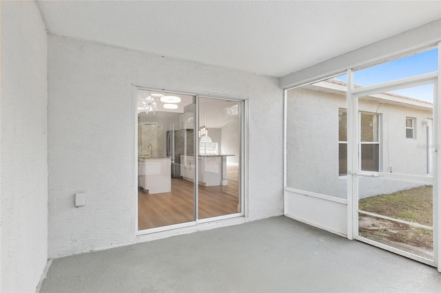 view of unfurnished sunroom