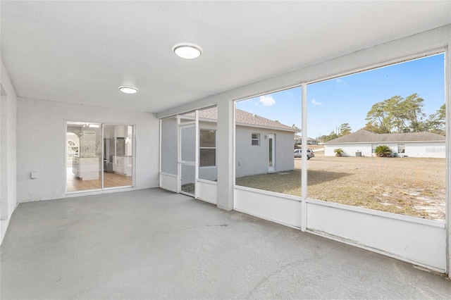 view of unfurnished sunroom