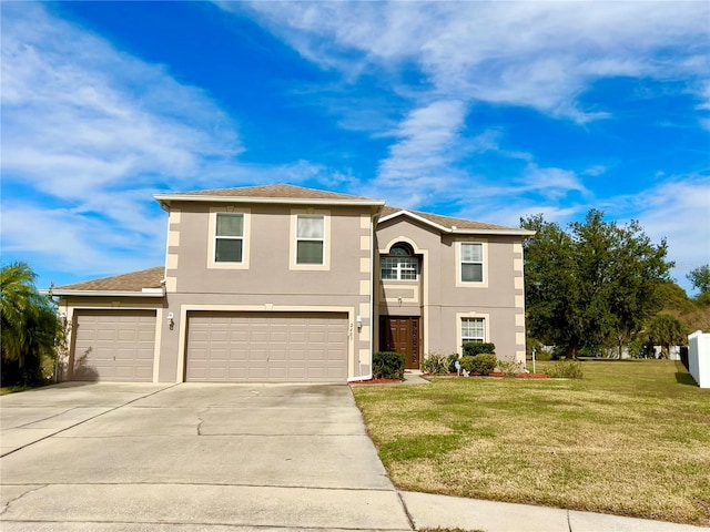 front of property with a garage and a front yard