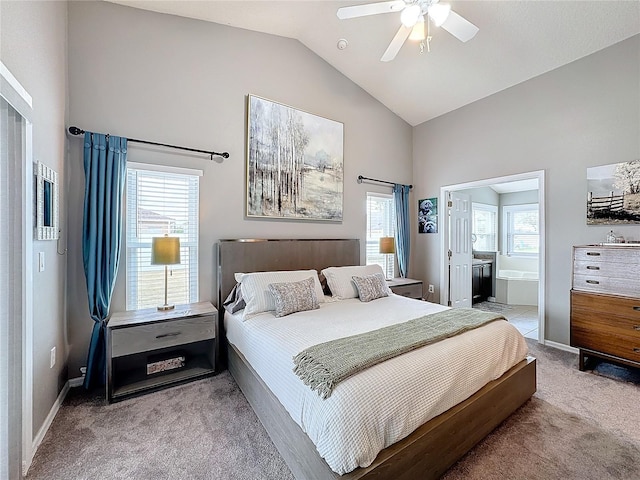 bedroom with carpet floors, multiple windows, and baseboards