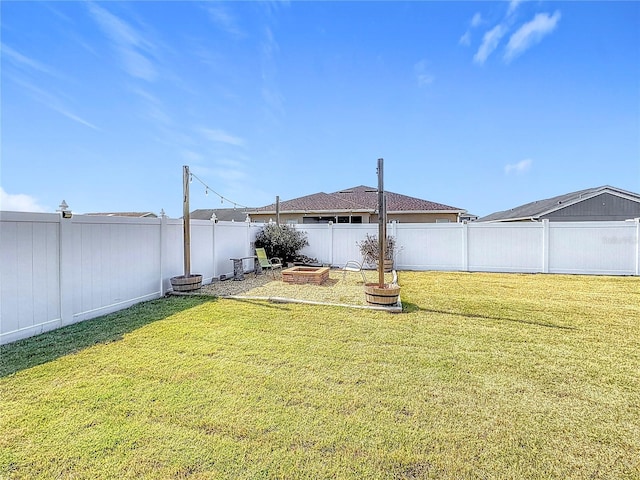 view of yard with a fenced backyard