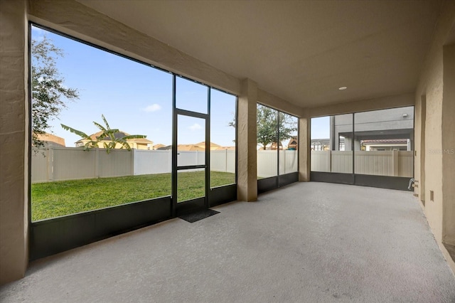 view of unfurnished sunroom