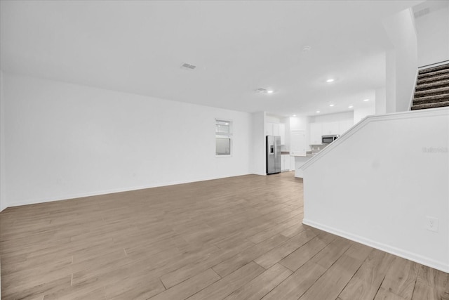 unfurnished living room with light hardwood / wood-style floors