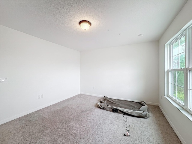 empty room featuring carpet and a textured ceiling