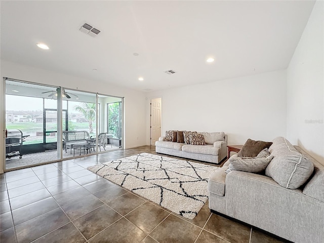 view of tiled living room