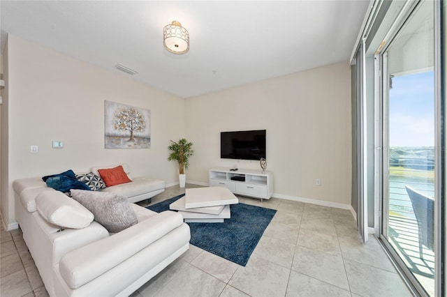 view of tiled living room