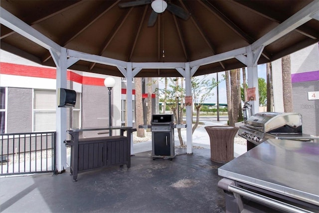 view of patio with a gazebo and a grill