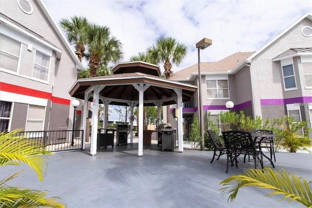 view of patio featuring a gazebo