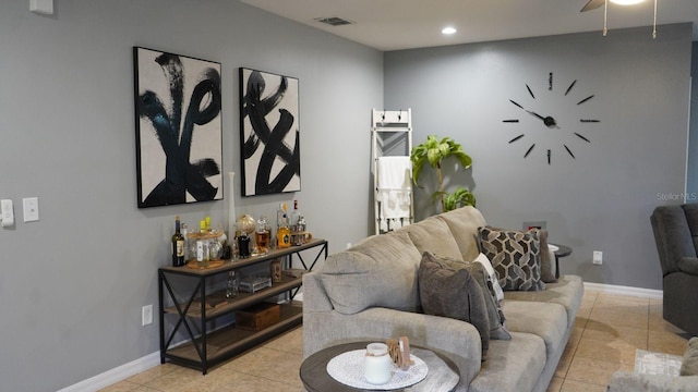 view of tiled living room